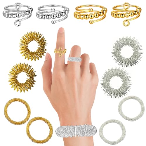 Aatpuss 12 Stück Anti-Stress-Fingerring-Set, Ringe Zur Linderung Von Angstzuständen Und Anti-Stress, Rotierender Massagering , Stressreduzierende Ringe Zum Abbau Von Angst Und Stress Aatpuss 12 Stück Anti-Stress-Fingerring-Set, Ringe Zur Linderung Von Angstzuständen Und Anti-Stress, Rotierender Massagering , Stressreduzierende Ringe Zum Abbau Von Angst Und Stress von Aatpuss
