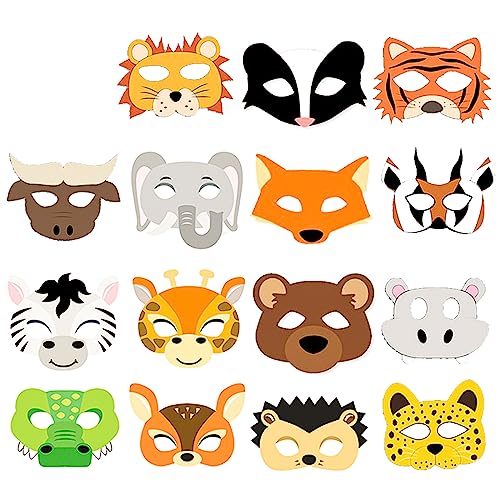 Aatpuss 15 Sätze Superhelden Masken, Party Masken Lustig, Partymasken Zum Kindertag, Cartoon Tiermaske, Monster Masken Kinder, Motto Geburtstagsparty Halloween Masken von Aatpuss