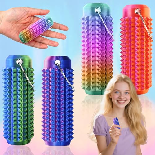 Aatpuss 4 Stück Massage Schlüsselanhänger, Pocket Mini Fidget Toy, Venting Key Pendant for Anxiety Relief Positive, Spiky Grippie Stim Schlüsselanhänger Für Dekompressionsmassage von Aatpuss