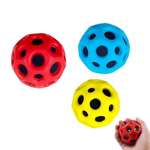 Aatpuss Bounce Ball, Gummiball, Weltraumball, Hochelastischer Weltraumball, Bounce Ball Bouncing Ball Für Kinder, Hohe Bounce-Loch-Ball Mondball Lavaball von Aatpuss