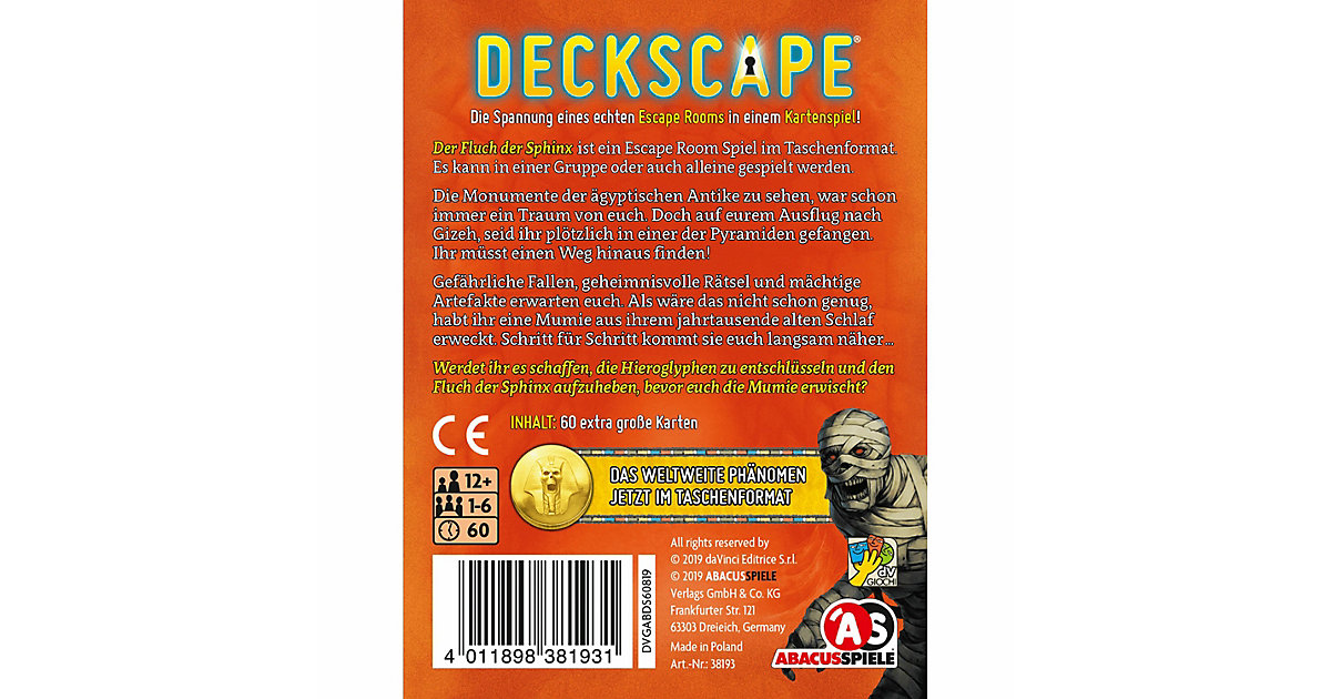 Abacusspiele Deckscape - Der Fluch der Sphinx von Abacusspiele