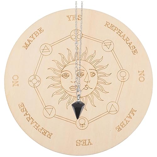 1 Satz Holz Pendelbrett für Wahrsagerei Metaphysisches Nachrichtenschild mit Halskette für Altarbedarf Spirituelle Spiele und Dekoration von Abaodam