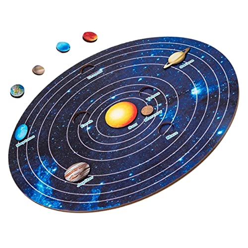1 Satz Holz Sonnensystem Puzzle für Planeten Lernspielzeug für Vorschulkinder Motorische und Kognitive Fähigkeiten Fördern Montessori für Jungen und Kreativ und Lehrreich von Abaodam