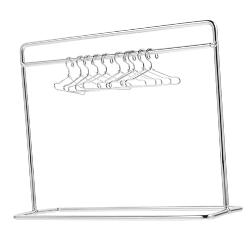 1 Satz Mini Kleiderstange für Puppen mit Kleinen Kleiderbügeln Robuste Eisenkunst für Puppenhaus Zubehör für Puppenkleidung und Accessoires Teiliges von Abaodam