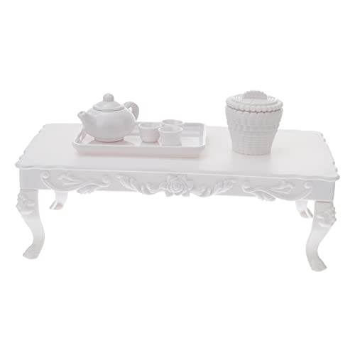 1 Satz Mini Teetisch mit Teiligem Teeservice für Puppenhäuser Kreatives Puppenhaus Zubehör für Sicheres und Leichtes Material für Rollenspiele und Bildungszwecke von Abaodam