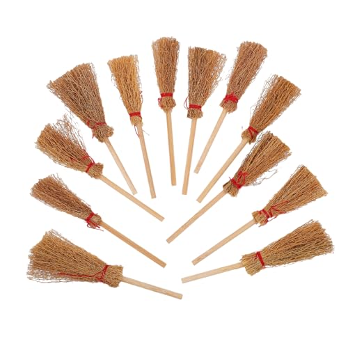 12Stücke Besen Mini Holz Hexenbesen für Puppenhaus Dekoration für Herbst und Halloween Deko Realistisches Design für Kreative Szenen von Abaodam