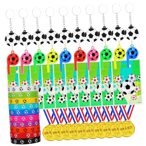 1Satz Fußball Partygeschenke Medaillen Armbänder Pfeifen Schlüsselanhänger Fußballzubehör für Sportpartys Geburtstagsfeiern Lebendige Designs und Auffällige von Abaodam