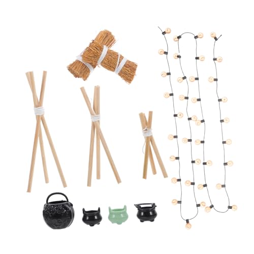 1Satz Teiliges Puppenhaus Zubehör mit Hängendem Kessel und Holzgestell Halloween Dekoration für Realistische Szenen und Kreative Spielwelten 1Satz Teiliges Puppenhaus Zubehör mit Hängendem Kessel und Holzgestell Halloween Dekoration für Realistische Szenen und Kreative Spielwelten von Abaodam