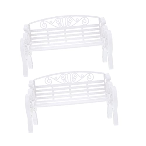 2 Stück Gartenbank Hochwertige Puppenhaus Deko Realistisches Modell für DIY und Sammlerstücke für Gartendeko und Zubehör von Abaodam