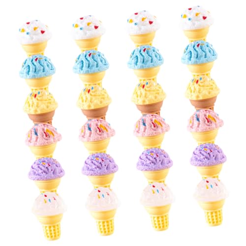 24 Stück Miniatur-Eis-realistisches Harz-Dessert-Zubehör für Puppenhaus-Dekoration, DIY-Lebensmittel-Spielset für Miniatur-Spiel-Küchendekoration von Abaodam