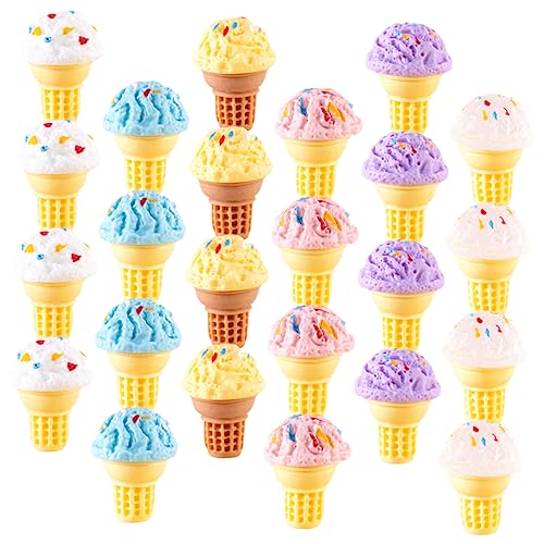 24Stücke Eiscreme Modell aus Harz Realistische Lebensmittelspielzeuge für Mini Küchen Dekoration und Spielzeugzubehör für Häuser und Sammler von Abaodam