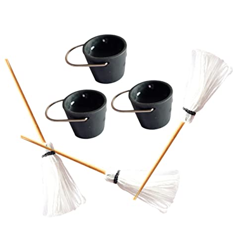 3 Sätze Mop und Eimer Teiliges Dekorationszubehör für Puppenhaus für Wohnzimmer Schlafzimmer und DIY Projekte und Charmante Miniaturmodelle von Abaodam