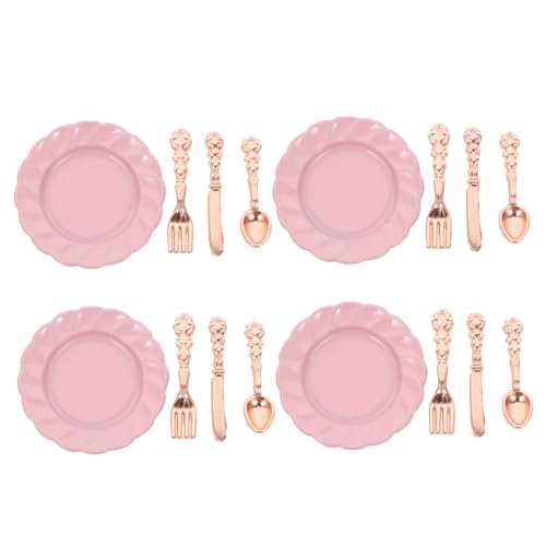 4 Sätze Geschirrset für Puppenhaus Große Teller und Teiliges Besteckset Roségold Realistisches Zubehör für Kreative Spielmöglichkeiten und Dekoration 4 Sätze Geschirrset für Puppenhaus Große Teller und Teiliges Besteckset Roségold Realistisches Zubehör für Kreative Spielmöglichkeiten und Dekoration von Abaodam