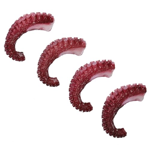 4 Stück Simulation Lebensmittelmodell Fisch Oktopus Krabbe Tentakel Realistisches Krakenkrallenmodell Künstliche Meeresfrüchtemodelle Meeresfrüchte-Modelle Rot PVC Abaodam von Abaodam