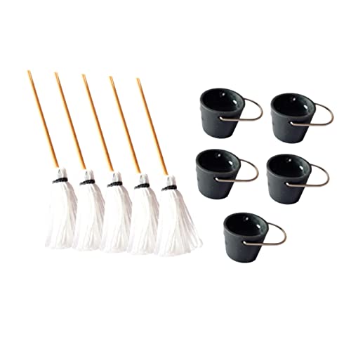 5 Sätze Puppenhaus Mini Mop und Eimer Teiliges Zubehör für Kreative Fotografie und DIY Projekte Realistische Modelle für Puppenhäuser 5 Sätze Puppenhaus Mini Mop und Eimer Teiliges Zubehör für Kreative Fotografie und DIY Projekte Realistische Modelle für Puppenhäuser von Abaodam