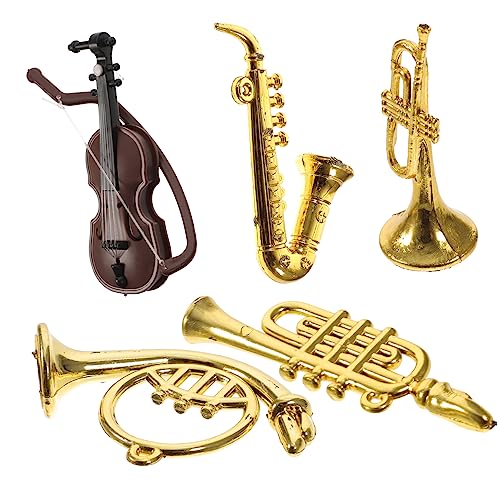 5 Stück Instrumente für Puppenhaus Teiliges Zubehör Violine Saxophon Trompete Mittelbläser für Kreative und Dekoration von Miniaturräumen 5 Stück Instrumente für Puppenhaus Teiliges Zubehör Violine Saxophon Trompete Mittelbläser für Kreative und Dekoration von Miniaturräumen von Abaodam