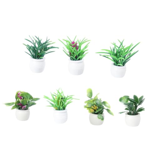 7Stücke Topf Blumentöpfe Künstliche Pflanzen für DIY Dekoration Mini Pflanzendekor für Wohnzimmer und Büro Stilvolle Ornamente von Abaodam