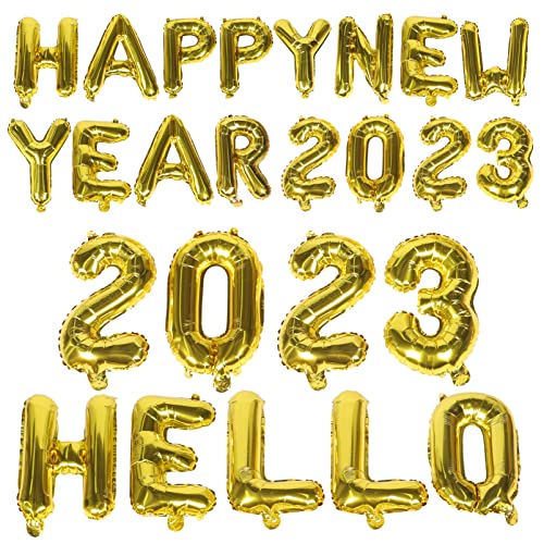 Abaodam 1 Satz 2023 Aluminiumfolienballon Jahr Luftballons Blase Basis Abs Jahr Ballon Neon silvester party silvesterparty Luftballons aus Aluminiumfolie Luftballons für die Party Golden von Abaodam