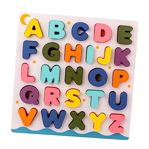 Abaodam 1 Satz Alphabet-blöcke-Puzzle- Frühes Lernen Intelligenz Stapelblock Hand Greifen Blöcke Frühpädagogisches Angebot Stapelblöcke Bausteinspielzeug Hölzern von Abaodam