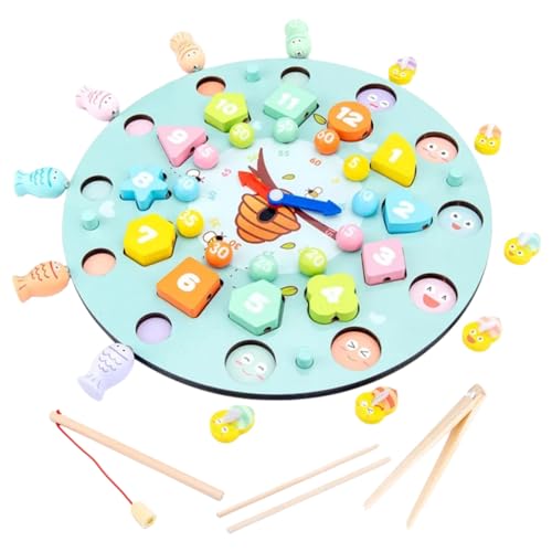 Abaodam 1 Satz Angelspielzeug für lernuhr kinderlernuhr Multifunktionales Puzzle Board Angelspiele sensorisches für Kleinkinder 3-4 hölzern Sky-Blue von Abaodam