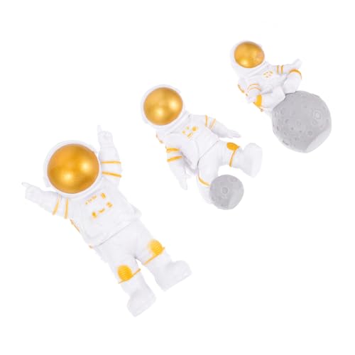 Abaodam 1 Satz Astronauten-ornamente Astronautenskulpturen Kuchendeckel Desktop-astronauten -astronautenfiguren Mini-actionfiguren Einhorn Kuchen Topper Dekoration Pvc Golden 3st von Abaodam