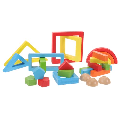 Abaodam 1 Satz Aus Regenbogenbausteinen Geometrischer Baustein Erkennungsspielzeug Pädagogisches Für Kinderspielzeug Bausteinspielzeug Hölzern von Abaodam