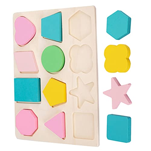 Abaodam 1 Satz Baustein-Puzzle- Frühpädagogisches Puzzlebretter Puzzles Aus Holz Formpassendes Brett Formsortierer Holzrätsel Kinderspielzeug -rätsel Hölzern von Abaodam