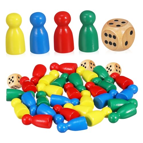 Abaodam 1 Satz Brettspiele Holzfiguren Ersatzfiguren für Schach Dame Würfel Robuste Holzpuppen für Familienpartys Kreative Spielgestaltung von Abaodam