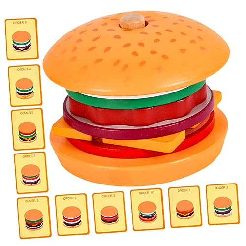 Abaodam 1 Satz Burger- Lernspielzeug Für 3-jährige Feinmotorik- Für Kleinkinder 1-3 Lernen Lebensmittel-kit Stapeln Lustige Essensspielzeuge Kindernahrung Holz von Abaodam