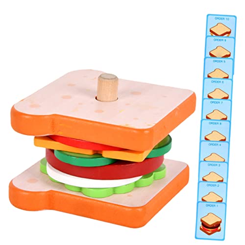 Abaodam 1 Satz Burger- holzspielzeug für Kid Toys Lernen Lernspielzeug für 3-jährige Stapeln passender Kognition passende Lebensmittel von Abaodam