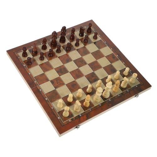 Abaodam Lernspiel Für Kinder 39 X 39 cm Holzset Dame Backgammon Faltbar Tragbares Spielzeug Für Jungen Mädchen Erwachsene von Abaodam