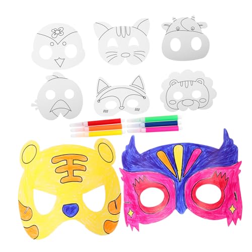Abaodam 1 Satz Diy Tiermasken aus Papier für Kreative Malvorlagen für Halloween Fasching und Karneval Wasserfarben Stifte zur Individuellen Gestaltung Abaodam 1 Satz Diy Tiermasken aus Papier für Kreative Malvorlagen für Halloween Fasching und Karneval Wasserfarben Stifte zur Individuellen Gestaltung von Abaodam