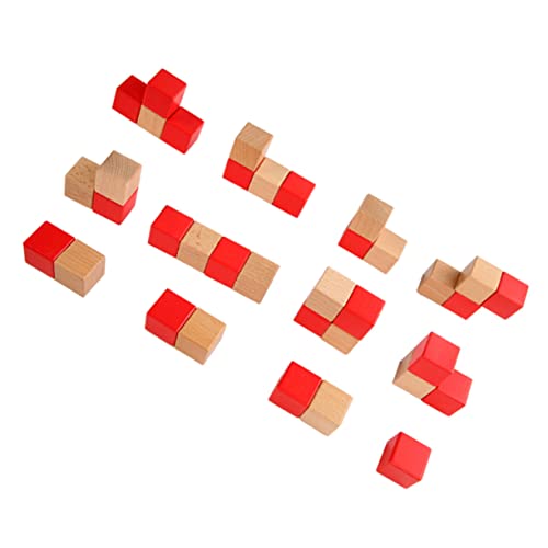 Abaodam 1 Satz Doppelte Farbblöcke Konstruktionsspielzeug Klassiker Stadt farbige quadratische Blöcke Stengel Holzwürfel lustige Blöcke Holzblöcke Geometrie Bausteine Würfelblöcke von Abaodam