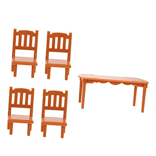 Abaodam 1 Set Mini-esstisch Und Stühle Aus Kunststoff Spielzeug Mini-esstisch Für Kinder Perfekte Miniaturmöbel Zum Spielen von Abaodam