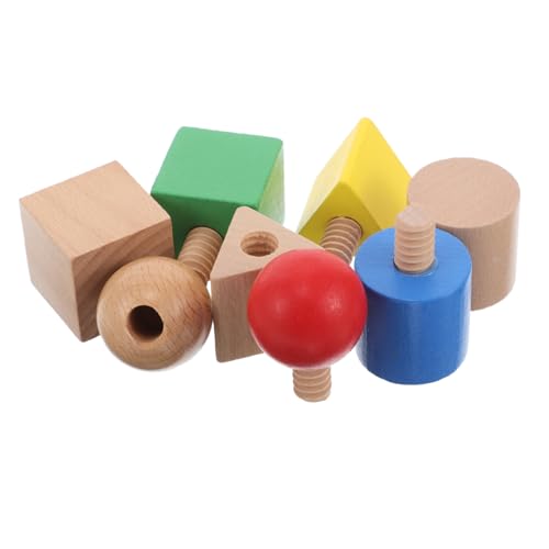 Abaodam 1 Satz Geometrische Bausteine Stem Spinning Stacker Toy Puzzle Board Building Toys Kinderspielzeug Schraubendreher Stacking Toys Shape Sorter Brain Teaser Puzzles Holz von Abaodam