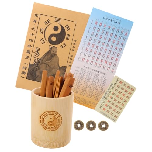 Abaodam 1 Satz Hexagramm -Werkzeug chinesische Weissagungsstütze Weissagungsspiel bleibt bei Pot Wahrsagerei Requisiten Weissagungsspielstöcke Weissagungsspieleimer Bambus von Abaodam