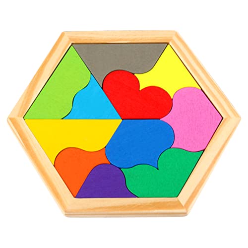 Abaodam 1 Satz Holzpuzzle Geometrisches Herz Puzzle für Teiliges Lernspielzeug Kreativität und Beobachtungsfähigkeiten Sicher und Interaktiv für Eltern Junge Mädchen Spiele von Abaodam