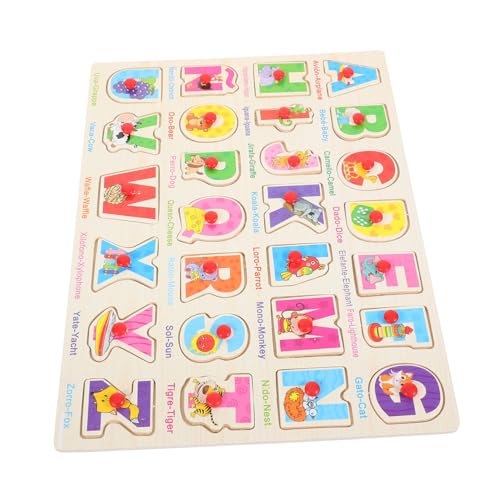 Abaodam 1 Satz Holzpuzzle Lernspielzeug für Kleinkinder mit Spanischen Buchstaben und Zahlen Sicheres und Farbenfrohes Greifpuzzle Motorischen Fähigkeiten und Kognitiven Entwicklung von Abaodam