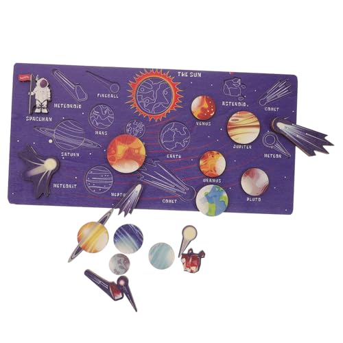 Abaodam 1 Satz Holzpuzzle Sonnensystem für Interaktive Lernspielzeuge zur Kognitiven Entwicklung Planeten Matching Puzzle für Kreatives und Motorische Fähigkeiten von Abaodam