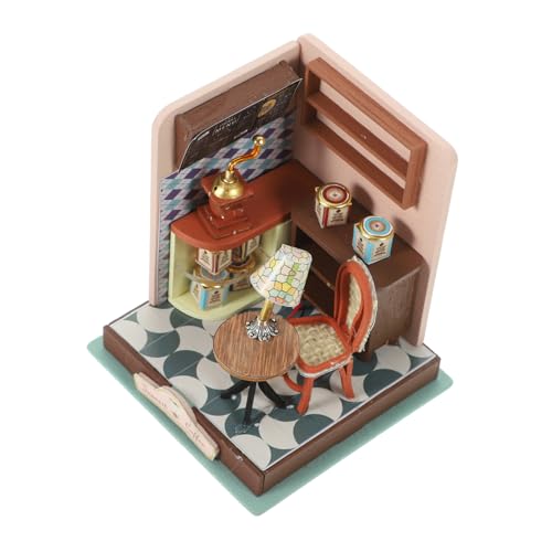 Abaodam 1 Satz Kabinenspielzeug Mini-hausbauset Miniatur-Coffee-Shop Kleiner Kaffeehaus-bausatz DIY Kleines Puppenhaus Miniatur Selber Bauen Gartenhaus Hölzern 3D Kunsthandwerk Erwachsener von Abaodam