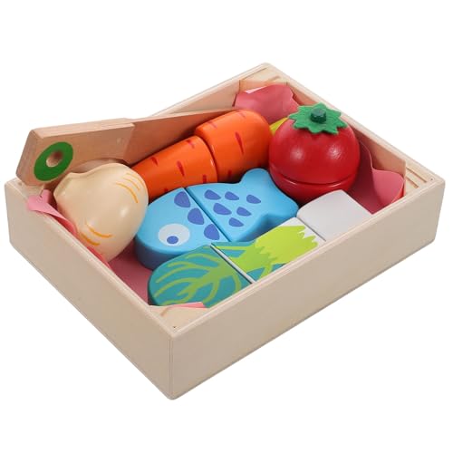 Abaodam Küchenzubehör Aus Holz Schneideset Für Lebensmittel Für Jungen Und Mädchen Lernspielzeug Buntes Obst- Und Gemüsespielzeug von Abaodam