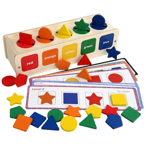 Abaodam 1 Satz Lustiges Kinderspielzeug Farbkognitionsspielzeug Zur Farbklassifizierung Formen Puzzle Lernspielzeug Für 2-jährige Hölzern von Abaodam