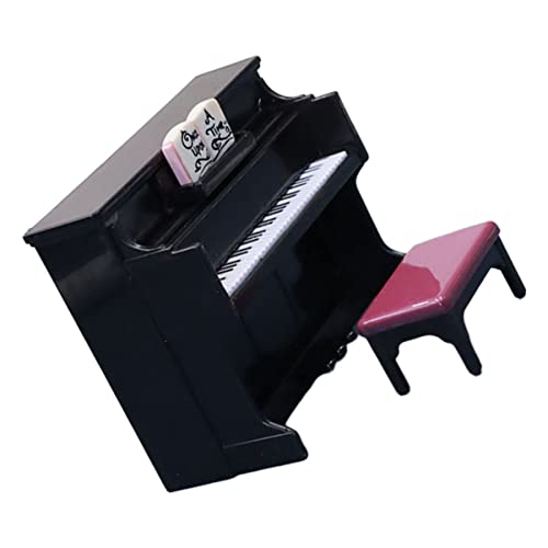 Abaodam 1 Satz Mini-Klavier-Ornament Klavierminiatur Möbel Miniaturklavierspielzeug Miniatur-klavierfiguren Piano-Modell Klavier Mini Puppenhaus Miniatur-hausbausatz Black Plastik von Abaodam