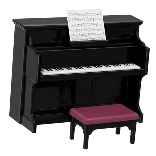 Abaodam 1 Satz Mini Klavier mit Hocker Puppenhaus Dekoration Schwarz DIY Modell für Sammler für Szenenaufbau und Kreative Gestaltung von Abaodam