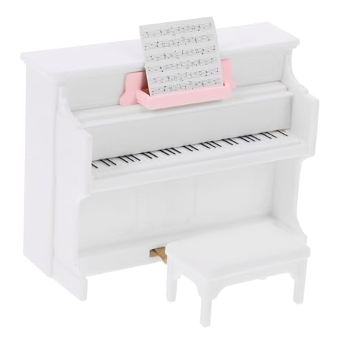 Abaodam 1 Satz Mini-Piano-Modell puppenhaus Klavier Spielzeuge Miniatur-Puppenhauszubehör winziges Hausklavier Mini-Hausschmuck puppenhaus zubehör mini Miniatur-Hockermodell Abs Weiß von Abaodam