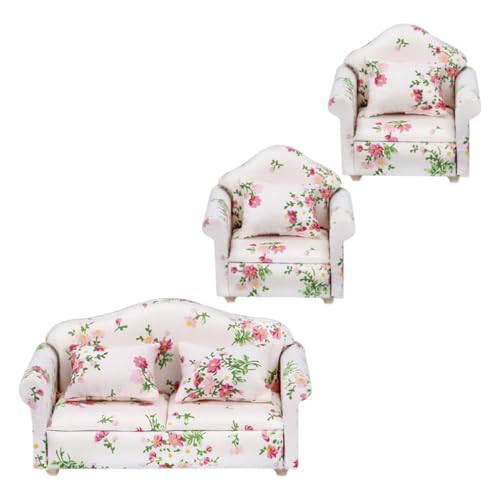 Abaodam 1 Satz Mini-Sofa für kinderspielzeug Holzsofa mini Sofa Dekoratives Miniaturmöbel Puppenhausmöbel Miniaturen Blumenmuster Miniatursofa Miniatur-Sofa-Ornament Stoff von Abaodam