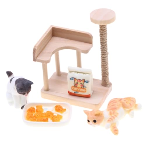 Abaodam 1 Satz Miniatur Katzenbaum Modellset mit Figuren für Puppenhaus Dekoration für DIY Mini Häuser Fotorequisiten und Kreative Landschaften von Abaodam