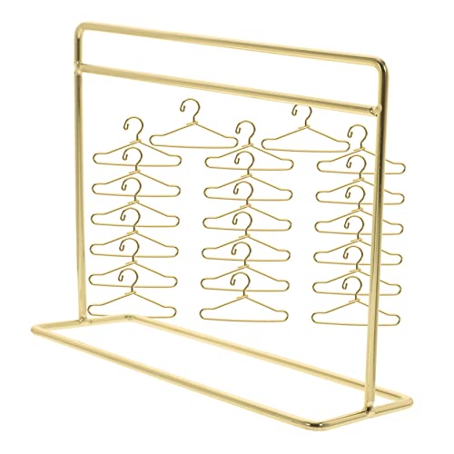 Abaodam 1 Satz Miniatur Kleiderständer Set mit Puppen Kleiderbügeln zur Ordentlichen Aufbewahrung und Präsentation von Puppenkleidung für Bjd Puppen Teiliges Set Gold von Abaodam