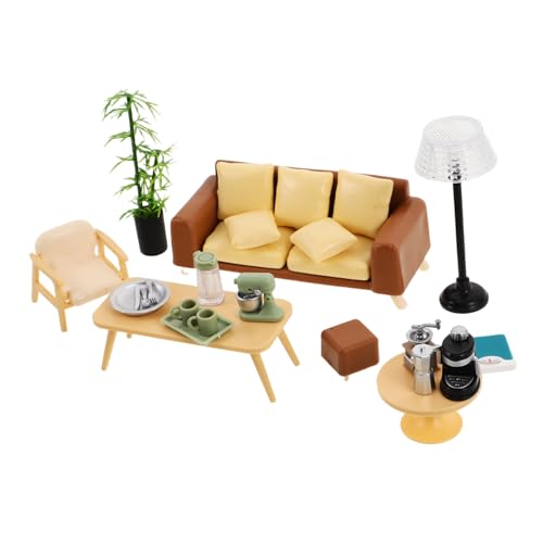 Abaodam 1 Satz Miniatur Möbel Set für Puppenhaus Realistisches Sofa Couchtisch und Stehlampe für Kreative Wohnzimmerszenen für Fotografie und Rollenspiele von Abaodam