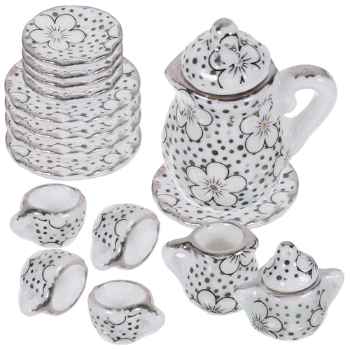 Abaodam 1 Satz Miniatur Tee Service Set Teiliges Keramik Puppenhaus Zubehör und Tassen für Miniaturszenen für Puppen und Wohnaccessoires von Abaodam